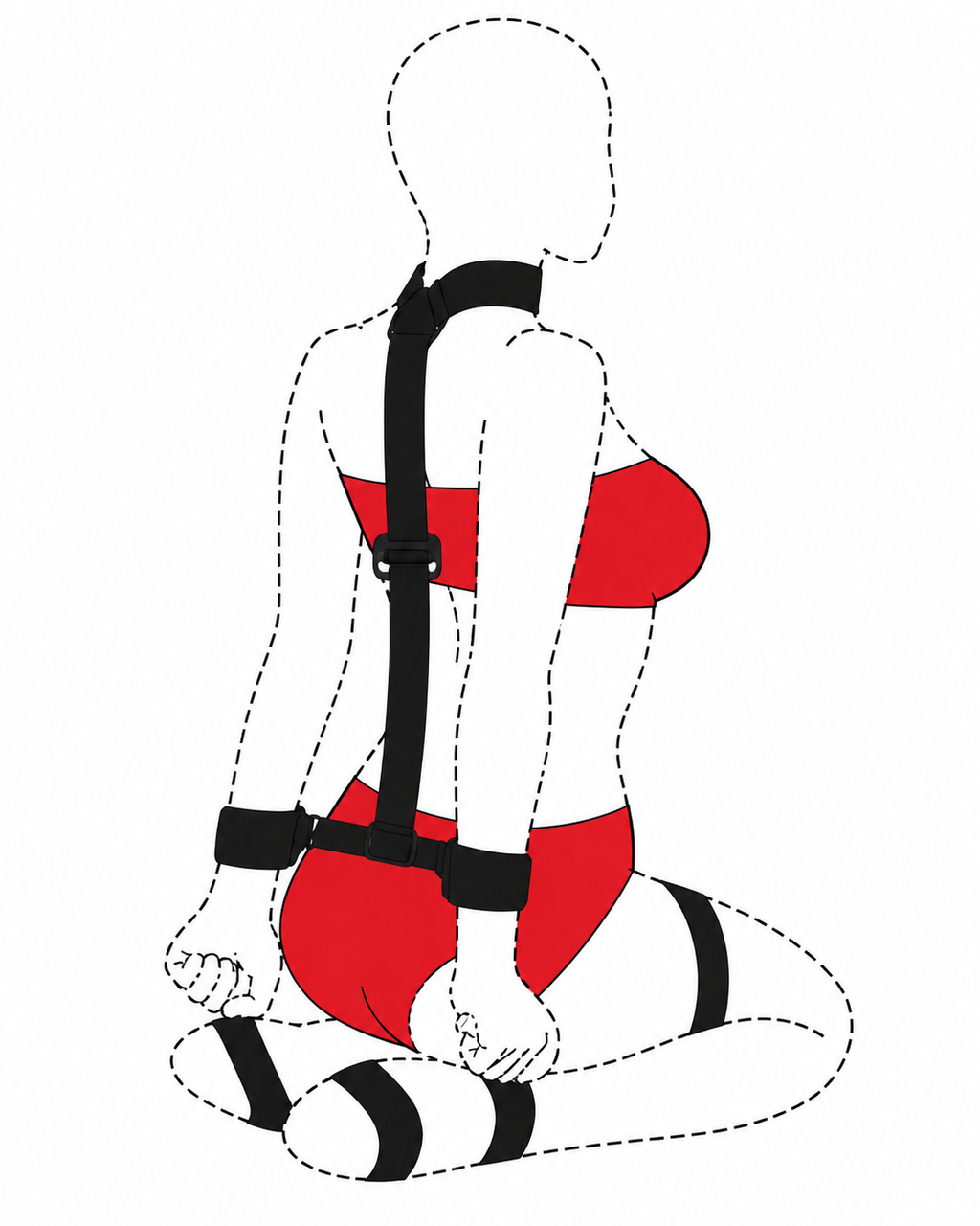 Set Bondage Completo – Benda, Morsa a Palla e Restrainer Collo-Polsi