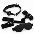 Set Bondage Completo – Benda, Morsa a Palla e Restrainer Collo-Polsi